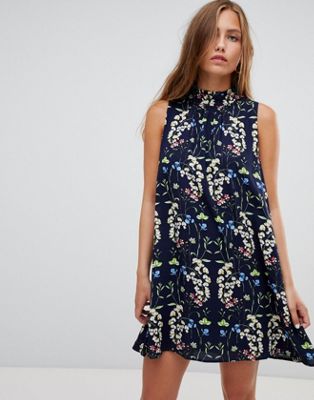 Gilli - Mouwloze jurk met bloemenprint-Marineblauw