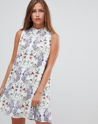 Gilli - Mouwloze jurk met bloemenprint-Crème
