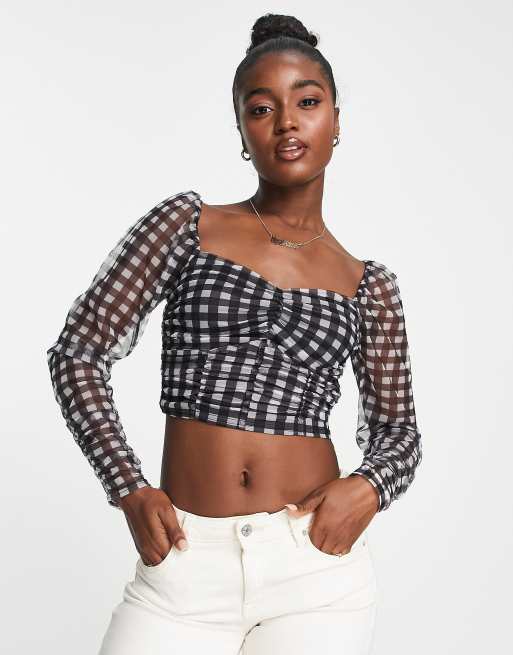 Black and white polka dot crop top online