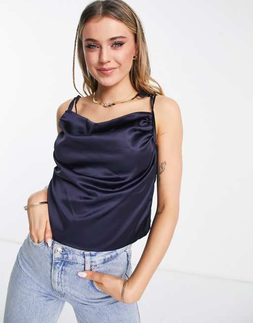 Navy best sale satin top