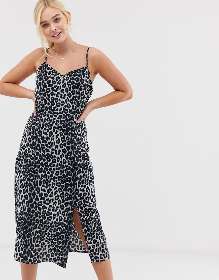 Gilli slip-kjole i leopardprint-Multifarvet
