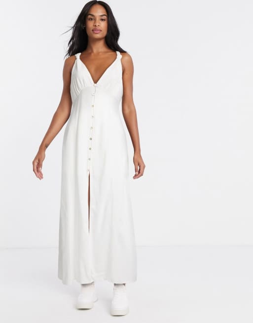 Gilli Weisses Sommer Maxikleid Mit Knopfleiste Asos