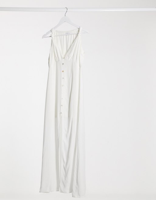 Gilli Weisses Sommer Maxikleid Mit Knopfleiste Asos