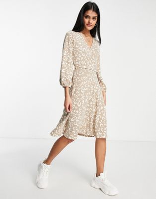Gilli wrap front dress in animal print