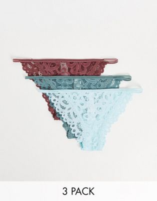 Gilly Hicks 3 pack lace brief in multi - ASOS Price Checker
