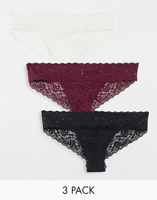Gilly Hicks 3 pack lace brief in multi
