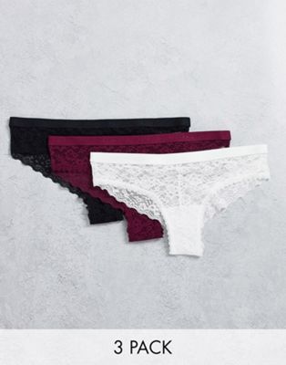 Gilly Hicks 3 pack lace cheeky briefs in multi