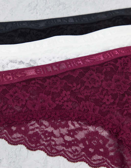 Gilly Hicks 3 pack lace cheeky briefs in multi, 4 of 4