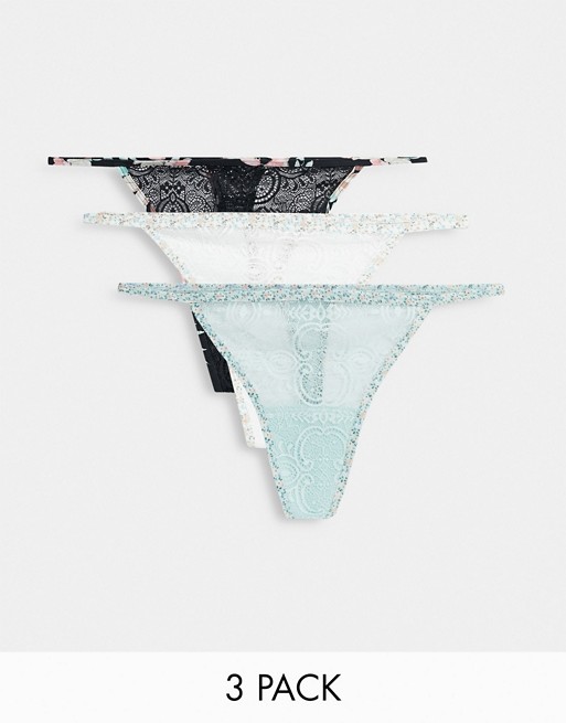 Gilly Hicks 3 pack lace thong in multi