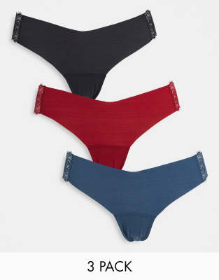 Gilly Hicks Gilly Hicks 3 pack no show lace side cheeky briefs in multi
