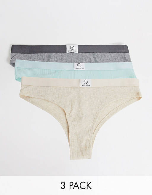 Gilly Hicks 3 pack ribbed cotton briefs in multi