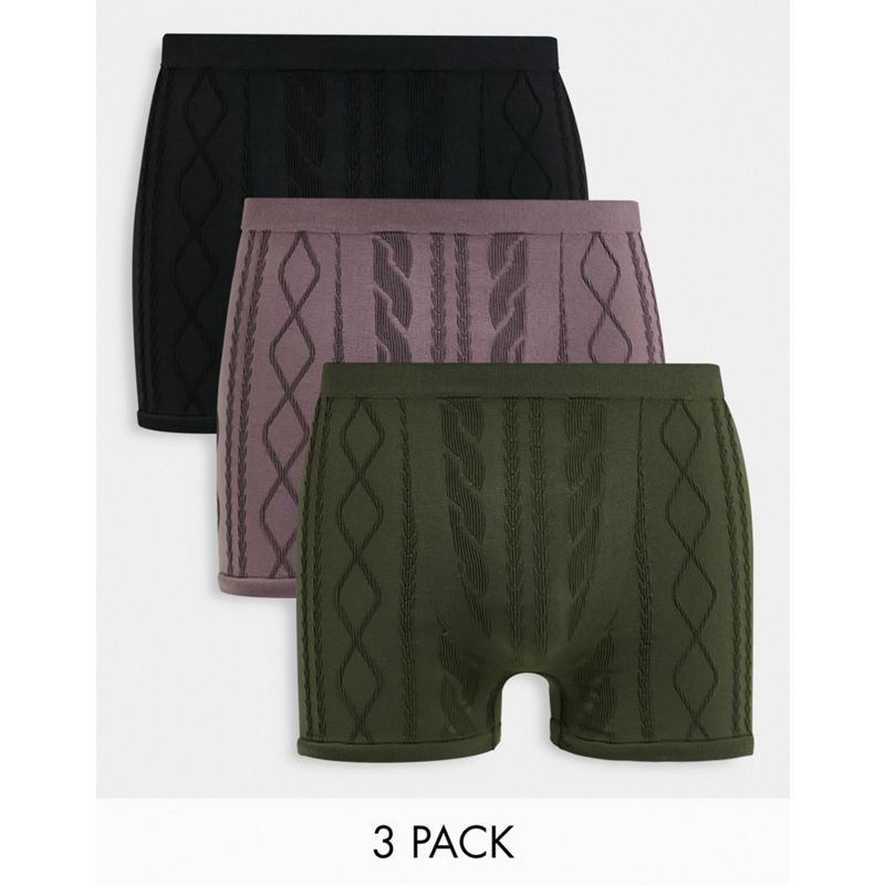 Gilly Hicks – 3er-Pack nahtlose Unterhosen in Grau, Grün und Schwarz mit seitlichem Logobund