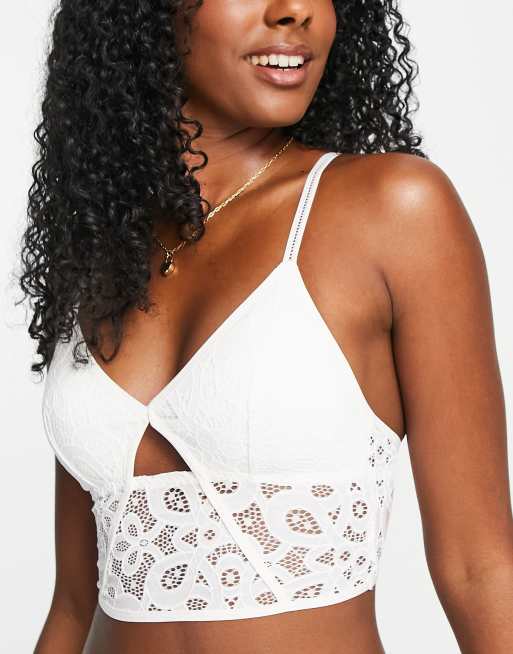 Gilly Hicks - Brassière in pizzo bianco taglio lungo