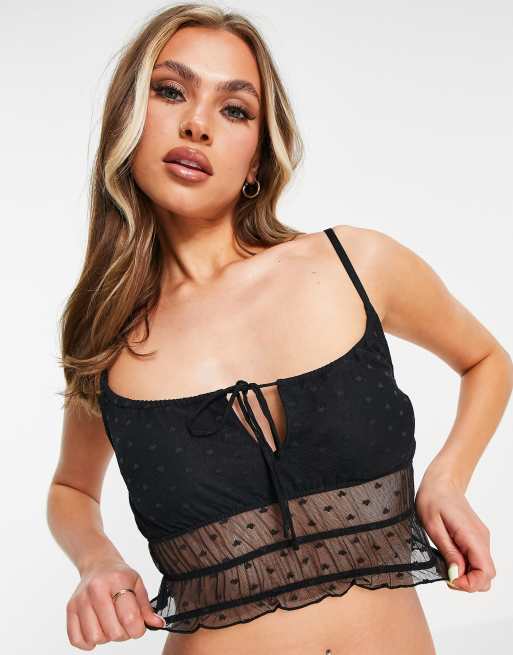 Gilly Hicks - Brassière nera in pizzo a pois