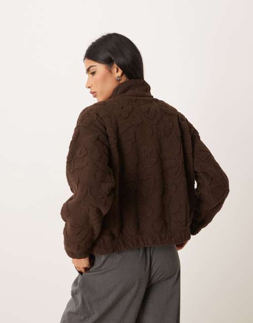 Gilly Hicks - Brun sweater i plysstof med lynlås, 2 af 4