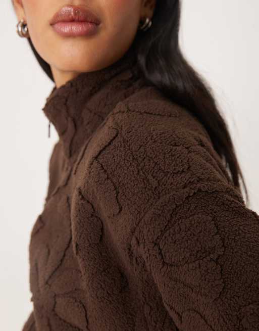 Gilly Hicks - Brun sweater i plysstof med lynlås, 3 af 4