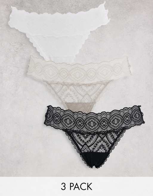 Gilly Hicks - Cheeky vintage-trusser med blonder i multifarve 