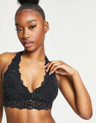 Gilly Hicks lace halter bralet in black