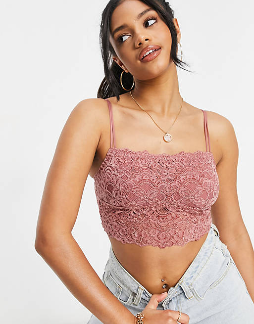 Gilly Hicks chenille straight neck bra in pink