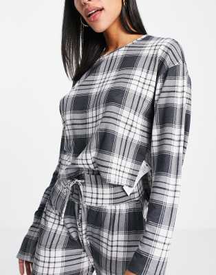 Gilly Hicks co-ord check pyjama top in check  - ASOS Price Checker