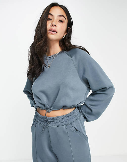 Co-ords Gilly Hicks co-ord crop sweatshirt in teal 