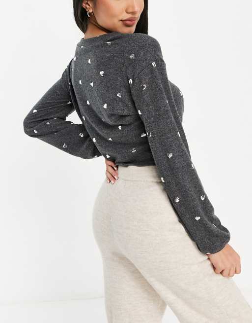 Gilly Hicks co-ord pyjama top in heart print, 2 of 4