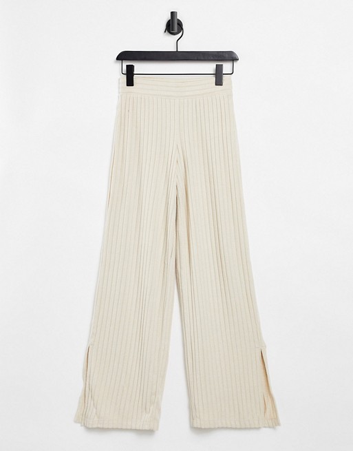Gilly Hicks co-ord slit loungewear trousers in oatmeal