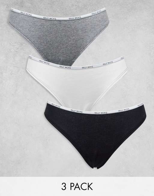 Gilly Hicks - Confezione da 3 slip cheeky in cotone a coste multicolore 