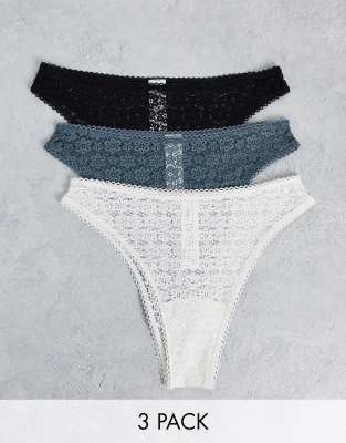 Gilly Hicks - Confezione da 3 slip in pizzo a fiori multicolore