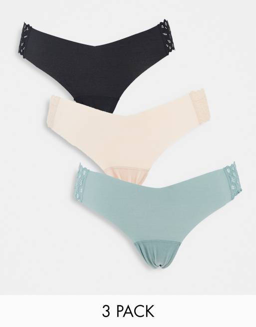 Gilly Hicks - Confezione da 3 slip sensuali in pizzo multicolore