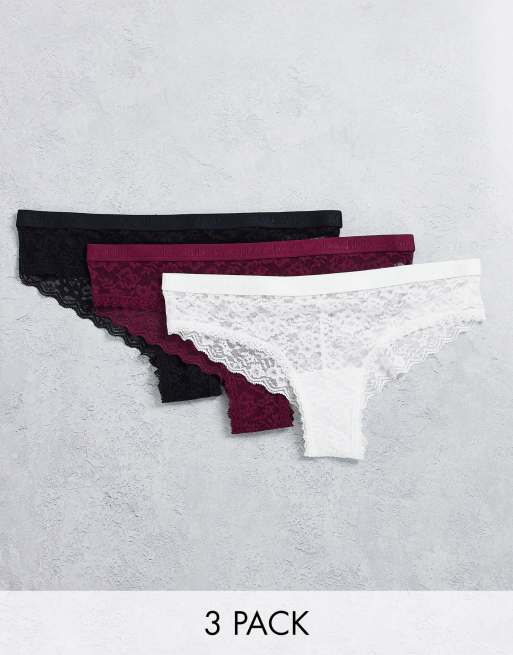 Gilly Hicks - Confezione da 3 slip sensuali in pizzo multicolore