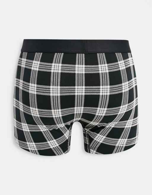 Gilly Hicks - Confezione di 3 boxer aderenti color verde, rosso e nero a quadri con elastico con logo, 2 di 4