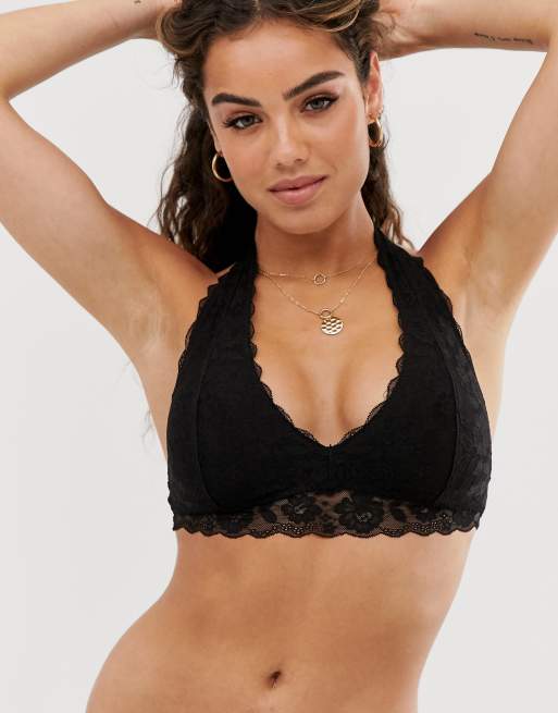 Gilly Hicks vintage lace plunge bralet in black