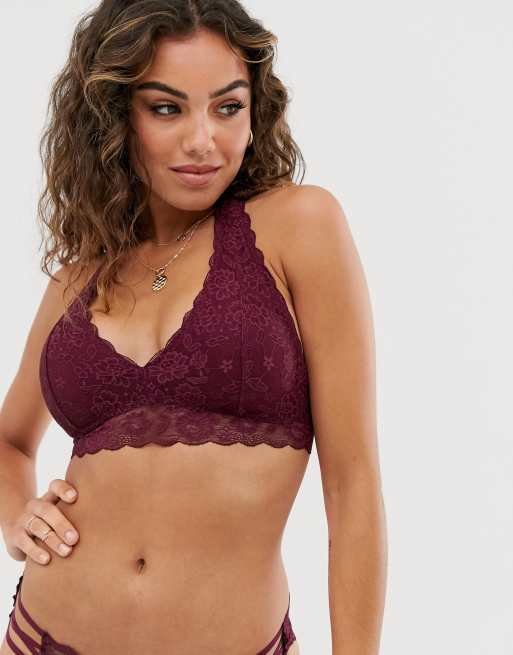 Gilly Hicks core lace halter bralette in burgundy