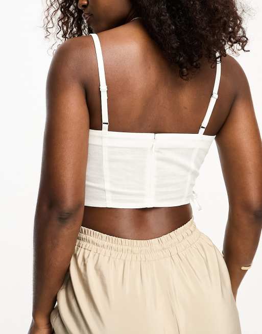 Gilly Hicks corset top with tie side detail in white | ASOS