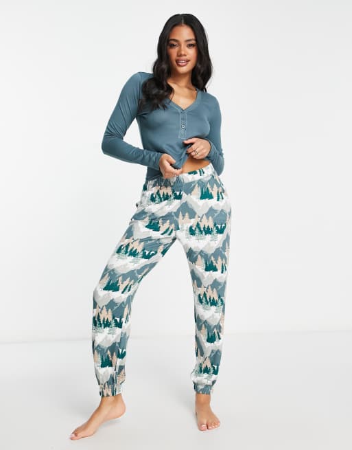 Floral Graphic Tee And Jogger Pajama Set