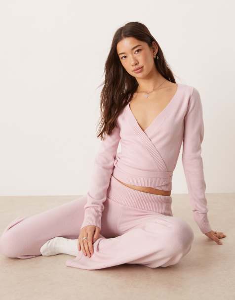 Gilly Hicks cozy knit multi-way wrap sweater in pink - part of a set - view 1