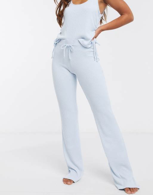 Gilly Hicks cozy rib kick flare pyjama bottom in light blue