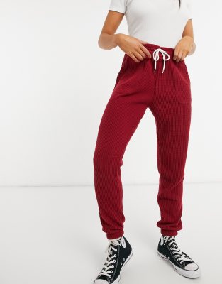 Gilly Hicks cozy waffle jogger in red ASOS