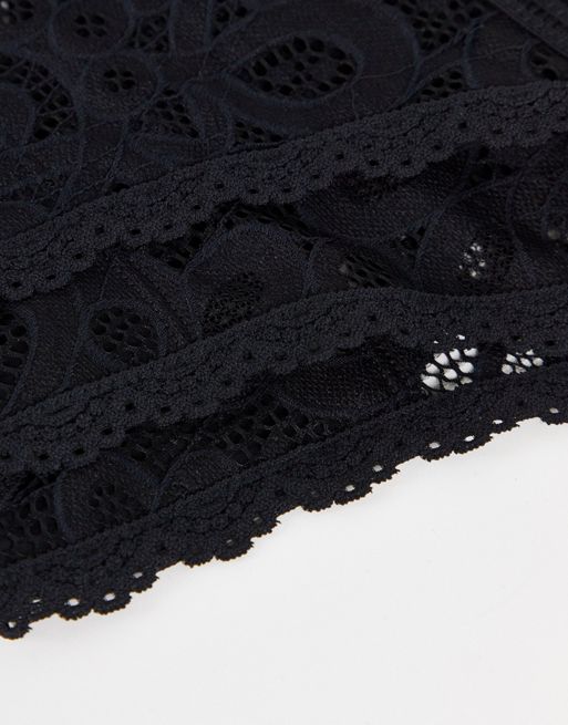 Gilly Hicks lace crochet string thong 3-pack in black