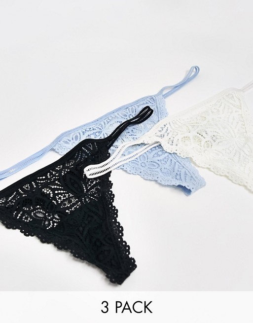 Gilly Hicks crochet lace thong 3 pack