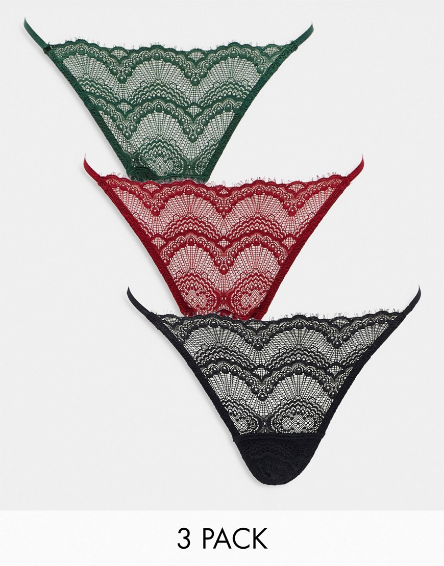 Gilly Hicks fan lace underwear 3 pack in multi