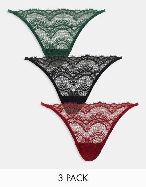 Gilly Hicks – Flerfärgade stringtrosor i spets, 3-pack