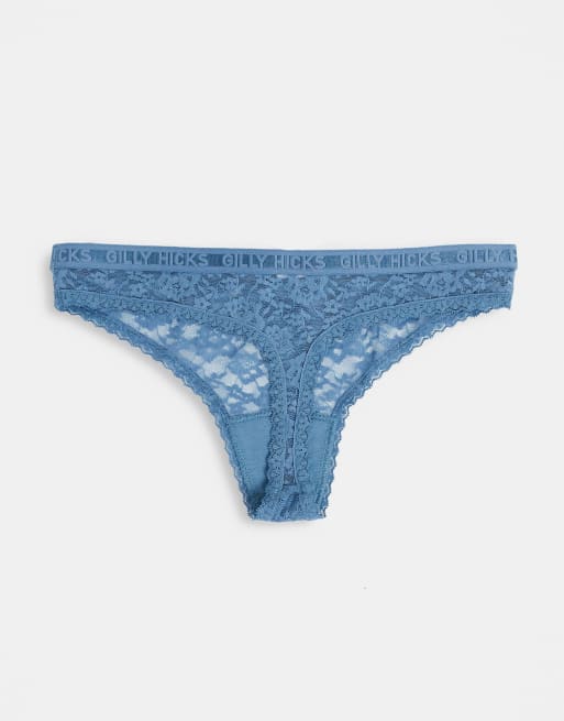 Gilly Hicks – Flerfärgade stringtrosor i spets med tejpad logga, 3-pack, 4 av 4