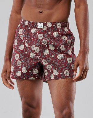 Gilly Hicks floral print woven boxer shorts in burgundy