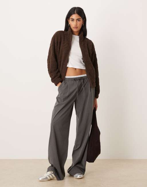 Gilly Hicks full zip teddy sweater in brown | ASOS