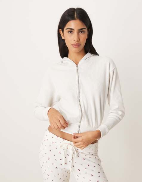 Gilly Hicks full zip zip hoodie in white - view 1