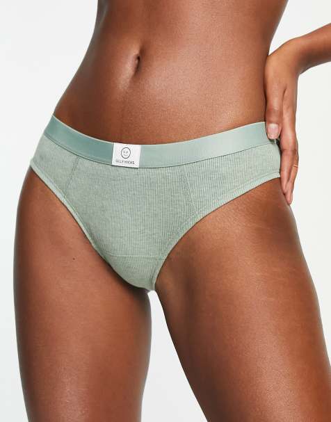 Gilly Hicks - Geribbelde onderbroek met logo in groen - view 1