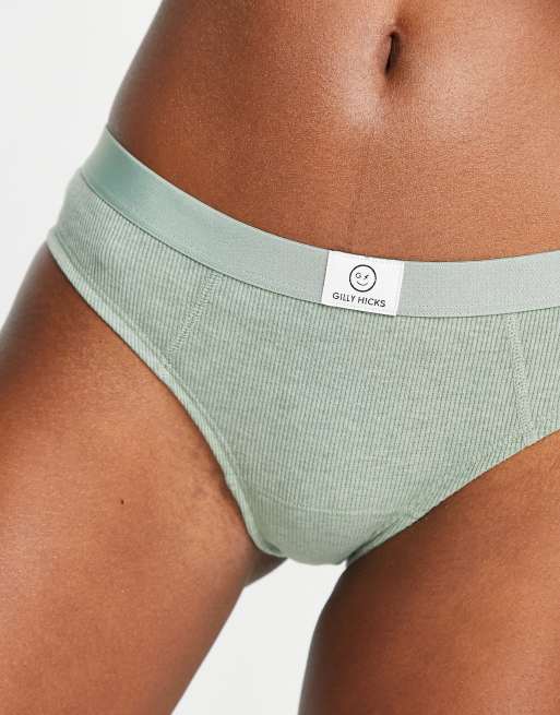 Gilly Hicks - Geribbelde onderbroek met logo in groen, 3 van 4