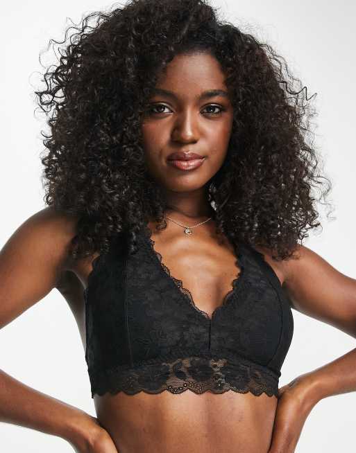 Gilly Hicks halter neck lace bralette in black